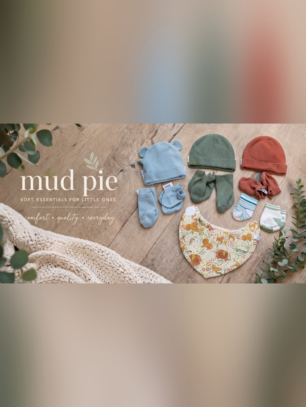 Mud Pie Mixed Brand Bundle Hats Mittens Socks Bib Neutral Boho Set #2134